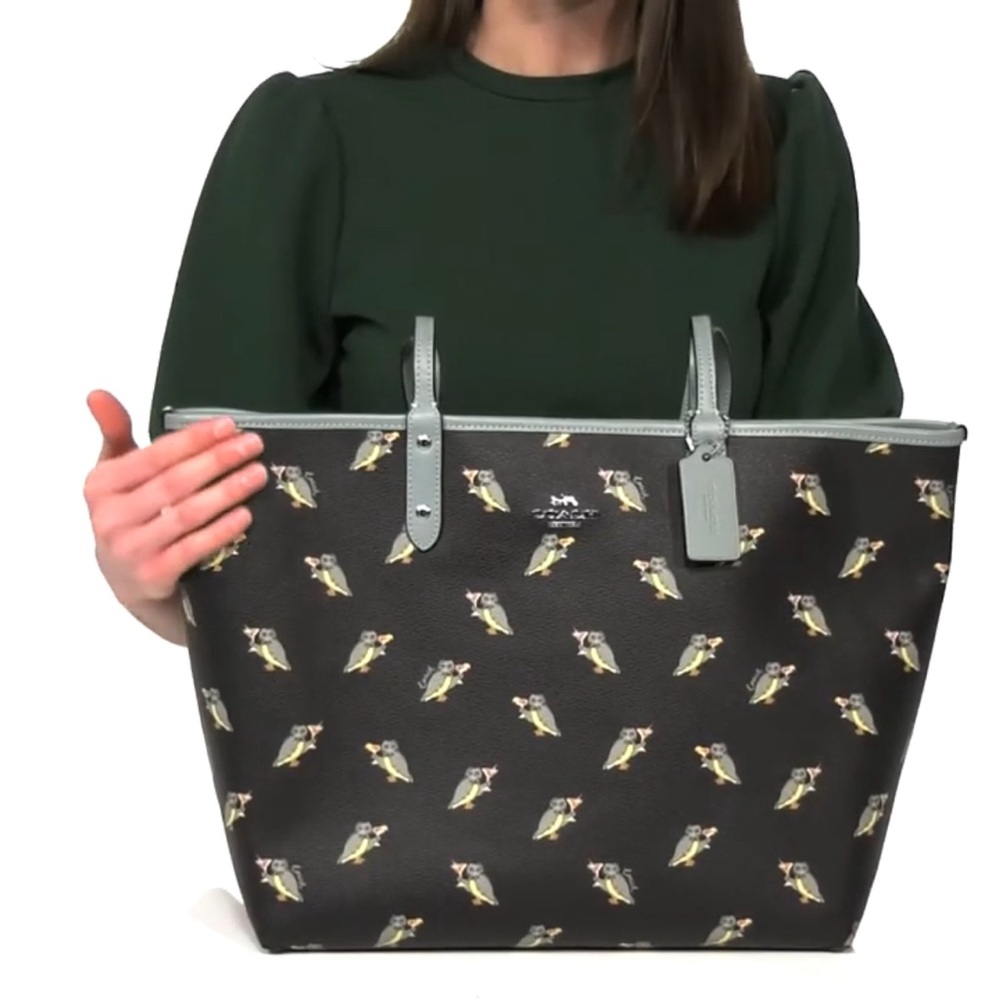 NWOT coach owltini print reversible city tote